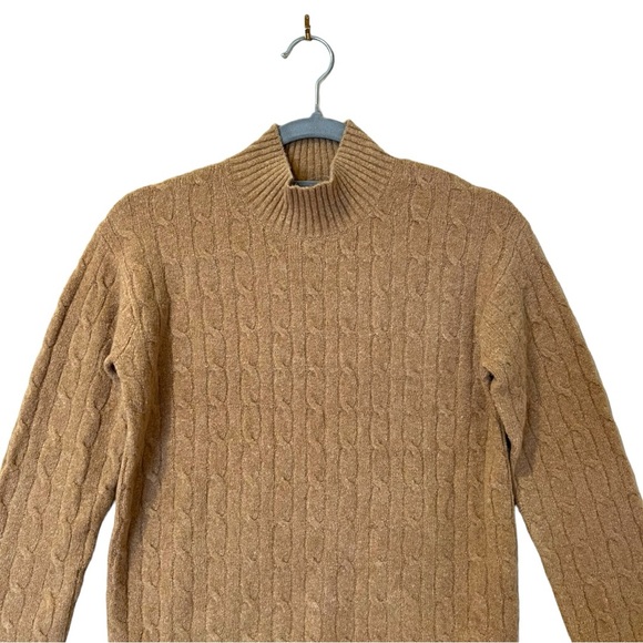 J. Crew Factory Cable Knit Mockneck Sweater Extra Soft Yarn Heather Acorn (XXS) - Picture 7 of 12